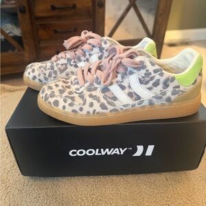 Coolway womens Leopard print Sneakers with Lime Accent euro size 38/us size 7